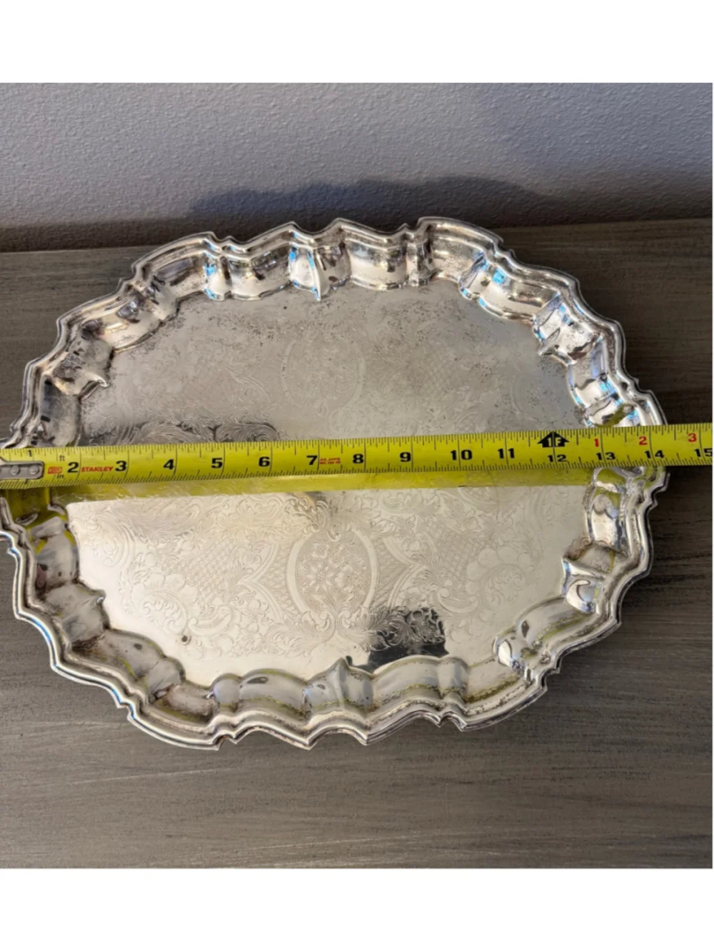 Vtg W. & S. Blackinton Silverplated Footed Serving Tray Ornate Engraved 14.5x11